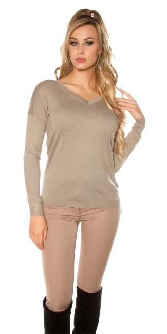 Trendy pullover with angel wings Taupe